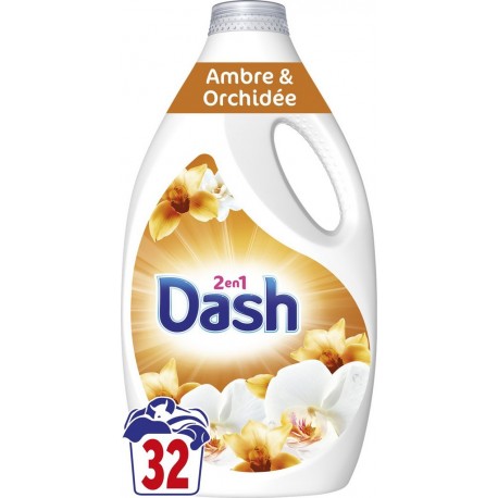 DASH Lessive Liquide Détergent Ambre et Orchidée le bidon de 1.44L