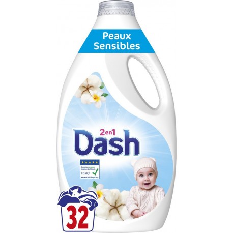 DASH Lessive Liquide Détergent Peaux Sensibles le bidon de 1.44L