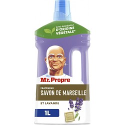 MR PROPRE Nettoyant Ménager Dégraisse et Elimine les Odeurs Fraîcheur Savon de Marseille & Lavande le bidon de 1L