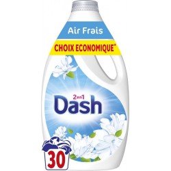 DASH Lessive Liquide Détergent Air Frais et Fleurs Blanches le bidon de 1.35L