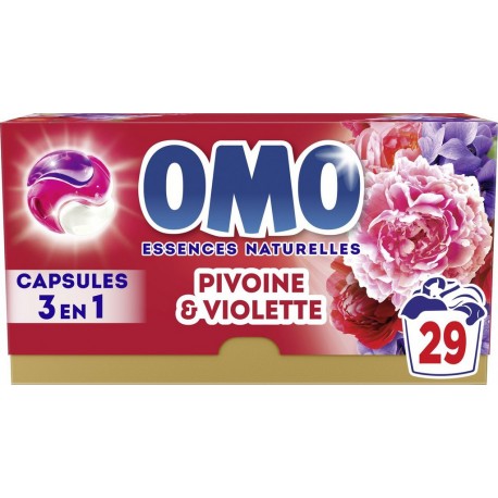 OMO Capsule Lessive 3en1 mon Amour au Pivoine & Violette 29 capsules lessive