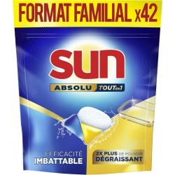 SUN Tablette Lave-Vaisselle Dégraissant Absolu Tout En 1 42 capsules