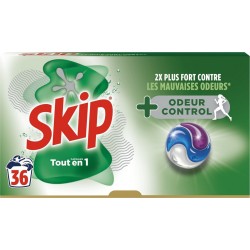 SKIP Capsules Lessive Tout en 1 Odeur Control+ 36 capsules