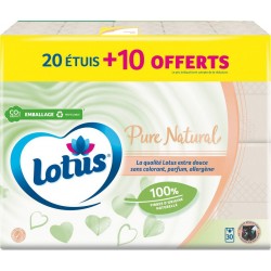 LOTUS Mouchoirs Etuis Pure Natural 30 mouchoirs