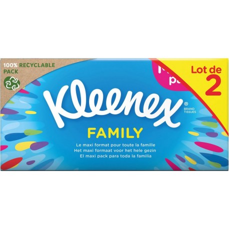 KLEENEX Mouchoirs Boîte Family lot de 2x128