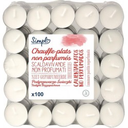 SIMPL Bougie chauffe-plats non parfumés x100 lot de 100 bougies