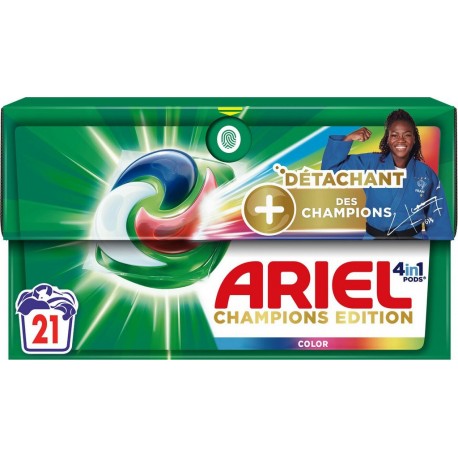 ARIEL Lessive Capsules 4en1 Pods Champions Couleur 21 capsules