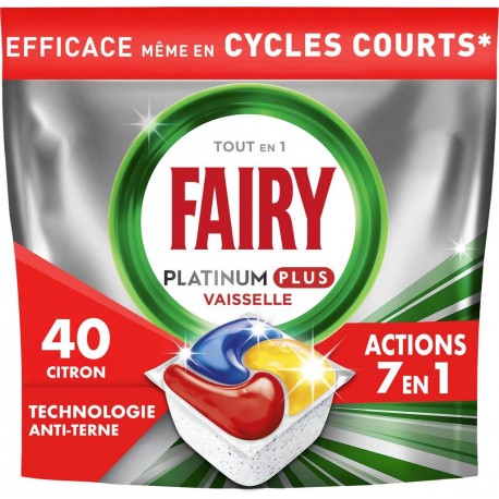 FAIRY Capsules Lave Vaisselle Citron pack de 40 capsules