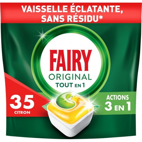 FAIRY Capsules Lave Vaisselle Tout en un au Citron le sacahet de 35 capsules