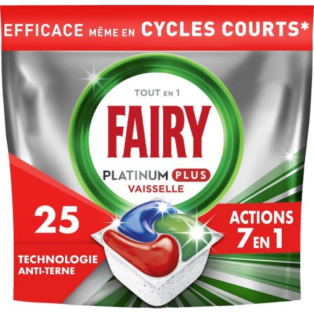 FAIRY Capsules Lave Vaisselle Tout en 1 Platinum plus Technologie Anti-Terne 25 capsules