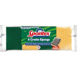 SPONTEX Eponge avec Fibre de Lin 4 éponges