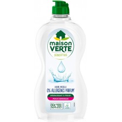 MAISON VERTE Liquide Vaisselle Hypoallergénique Dégraissant à Froid pour Peaux Sensibles 0% Allergènes Parfum 500ml