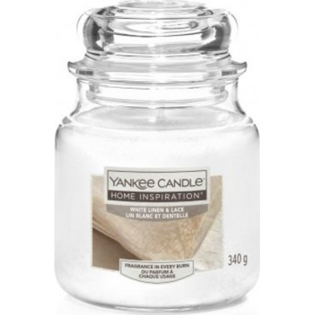 YANKEE CANDLE Bougie moyenne Lin blanc et dentelle la bougie