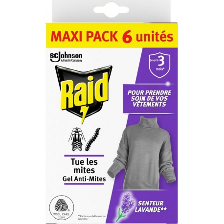 RAID Anti-Mites Gel Garde De Robe Senteur Lavande les 6 sticks