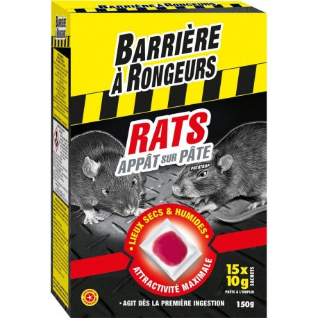 Barrière à Rongeurs BARRIERE RONGEURS Anti rats appât sur pâte prêt à l'emploi BARRIERE A RONGEURS les 15 sachets de 10g