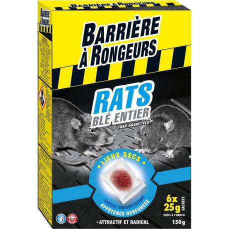 Barrière à Rongeurs Anti rats appât céréales 6x25g 150g