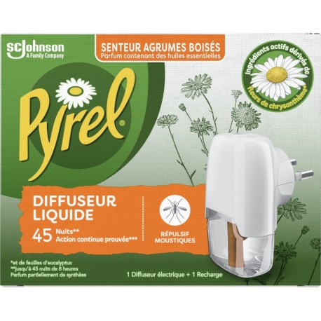 PYREL Diffuseur Répulsif Moustiques aux Agrumes le diffeuseur