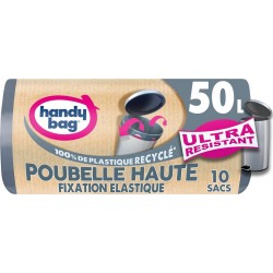 HANDY BAG Lot de 10 Sacs Poubelle 50L, 100% de Plastique Recyclé