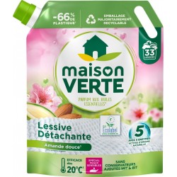 MAISON VERTE Lessive Liquide Hypoallergénique Détachante Amande Douce pour Peaux Sensibles la recharge de 1,485L