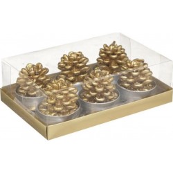 NC Lot De 6 Bougies Déco marron Glacé 140g Or