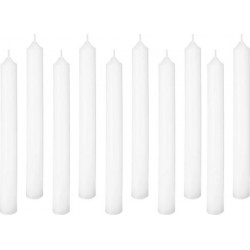 Lot De 10 Bougies Bâtons basic 25cm Blanc