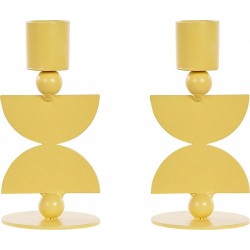 NC Lot De 2 Bougeoirs En Metal Jaune