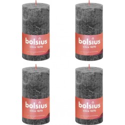 NC Bougies Pilier Rustiques Shine 4 Pcs 130x68 Mm Gris Orageux Bolsius