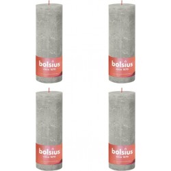 NC Bougies Pilier Rustiques Shine 4 Pcs 190x68 Mm Gris Sableux Bolsius