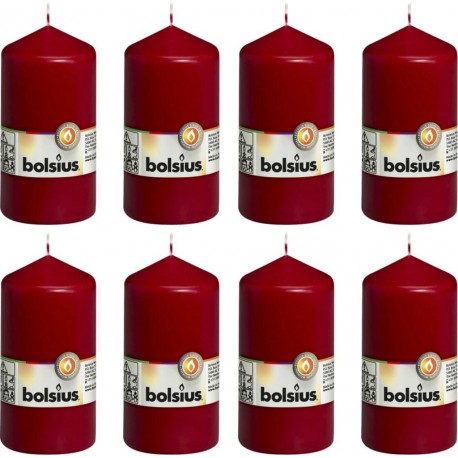 NC Bougies Pilier 8 Pcs 130x68 Mm Rouge Bordeaux Bolsius