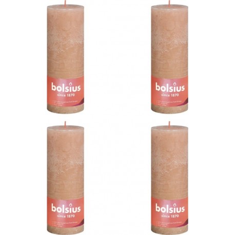 NC Bougies Pilier Rustiques Shine 4 Pcs 190x68 Mm Rose Brumeux Bolsius