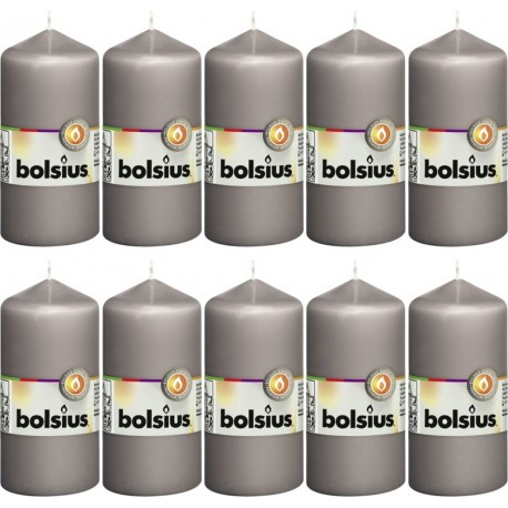 NC Bougies Pilier 10 Pcs 120x58 Mm Gris Chaud Bolsius