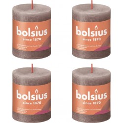 NC Bougies Pilier Rustiques Shine 4 Pcs 80x68 Mm Taupe Rustique Bolsius