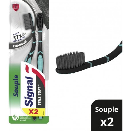 SIGNAL Brosse A Dents Souple Sensisoft Charbon les 2 brosses à dents