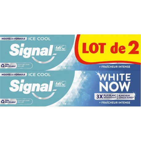 SIGNAL Dentifrice Fraîcheur Intense White Now Ice Cool les 2 tubes de 75ml