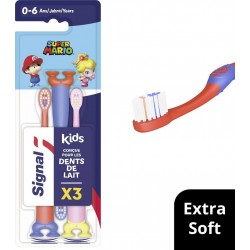 SIGNAL Brosse à Dents Enfants Extra Souple Mario Junior pack de 3 brosses à dents