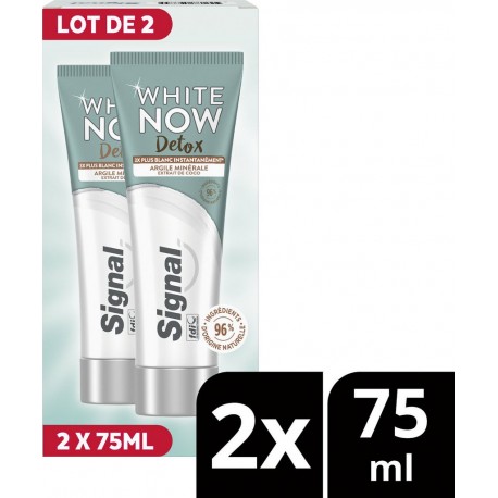 SIGNAL Dentifrice Argile Minérale Extrait de Coco White Now Détox les 2 tubes de 75ml