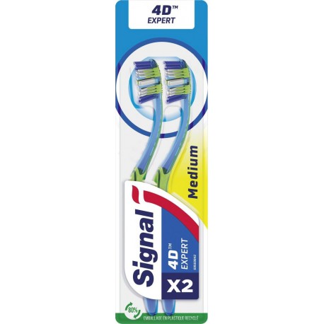 SIGNAL Brosse à Dents Médium 4D Expert les 2 brosses à dents