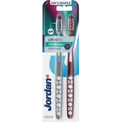 JORDAN Brosse à Dents Adultes Souple Ultra Lite Performance lot de 2 brosses à dents