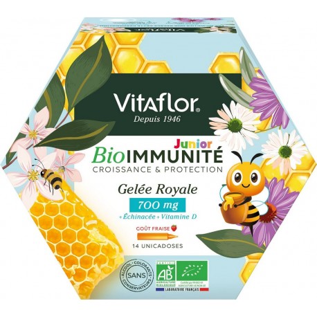 VITAFLOR Complément alimentaire gelée royale Bio junior + pack de 14 ampoules