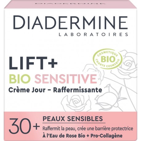 DIADERMINE Crème De Jour Visage Peaux Sensibles Raffermissante À L'Eau De Rose & Pro-Collagène Lift+Bio Sensitive 50ml