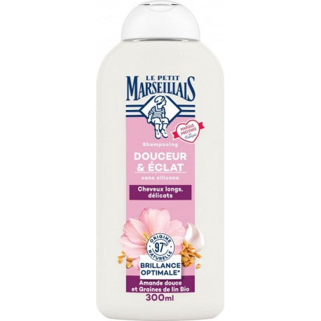 LE PETIT MARSEILLAIS Shampooing Douceur et Eclat Brillance Optimale à l'Amande Douce et Graine de Lin Bio 300ml