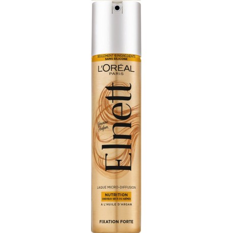 ELNETT Laque Cheveux Micro-Diffusion Nutrition à l'Huile d'Argan Fixation Forte 200ml