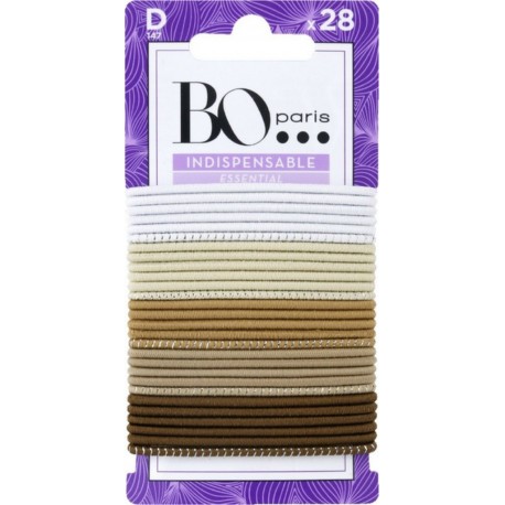 BO PARIS Elastiques Cheveux Fins Couleurs Clairs Indispensable Essential les 28 élastiques