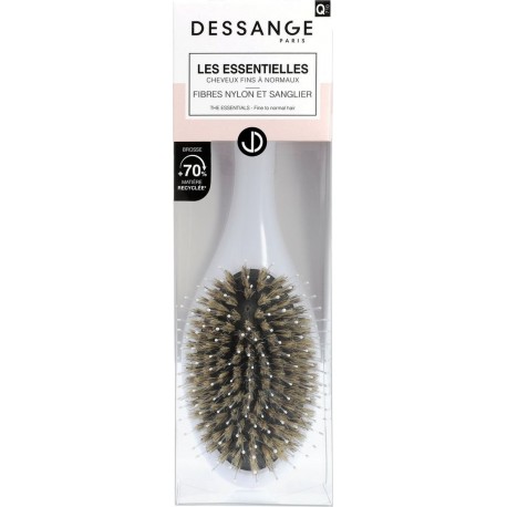 DESSANGE Brosse Capillaire Brushing Express Cheveux Fins à Normaux Fibres Nylon & Sanglier la brosse