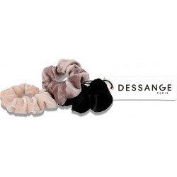 DESSANGE Chouchous Velours Rose Violet Noir lot de 3 pièces