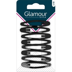 GLAMOUR Barrettes Ovales Noir PARIS les 8 barrettes