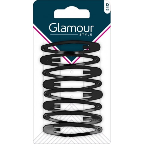 GLAMOUR Barrettes Ovales Noir PARIS les 8 barrettes