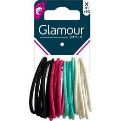 GLAMOUR Elastiques Semi-Epais Multicolores PARIS les 20 élastiques