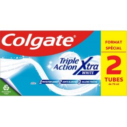 COLGATE Dentifrifice Triple Action Xtra White lot de 2 tubes de 75ml