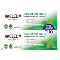 WELEDA Dentifrice Gel Végétal Protège les Gencives Sensibles à la Menthe Bio lot de 2 tubes de 75ml